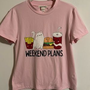 Urban planet soft light pink top/shirt with a cute fast food/cat print/ Pajama